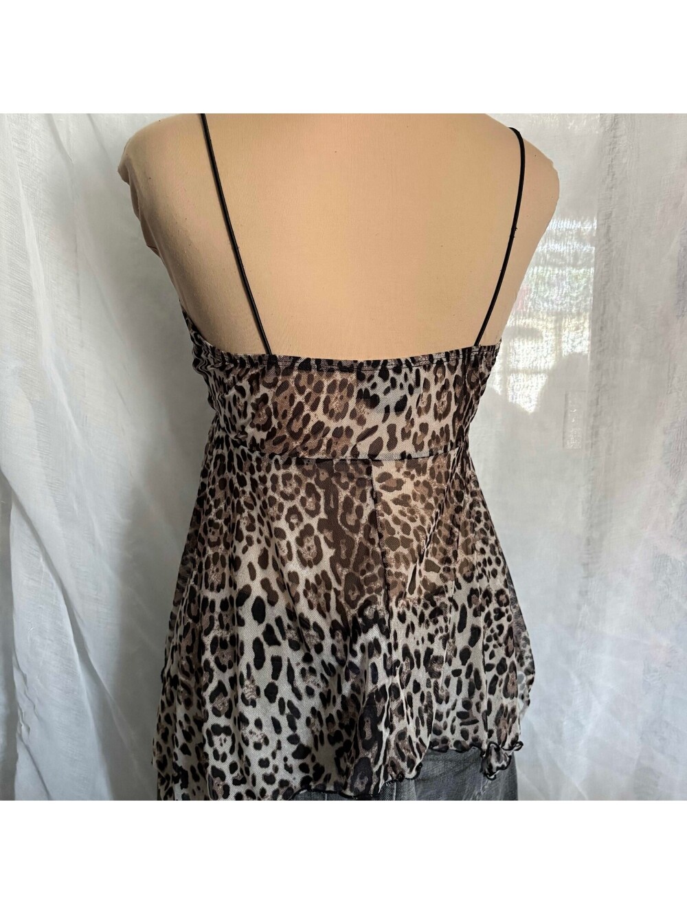 mesh cheetah asymmetrical tank top - Picture 2 of 4